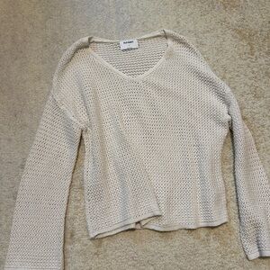 Old Navy Cream V-Neck Sweater Chunky Knit